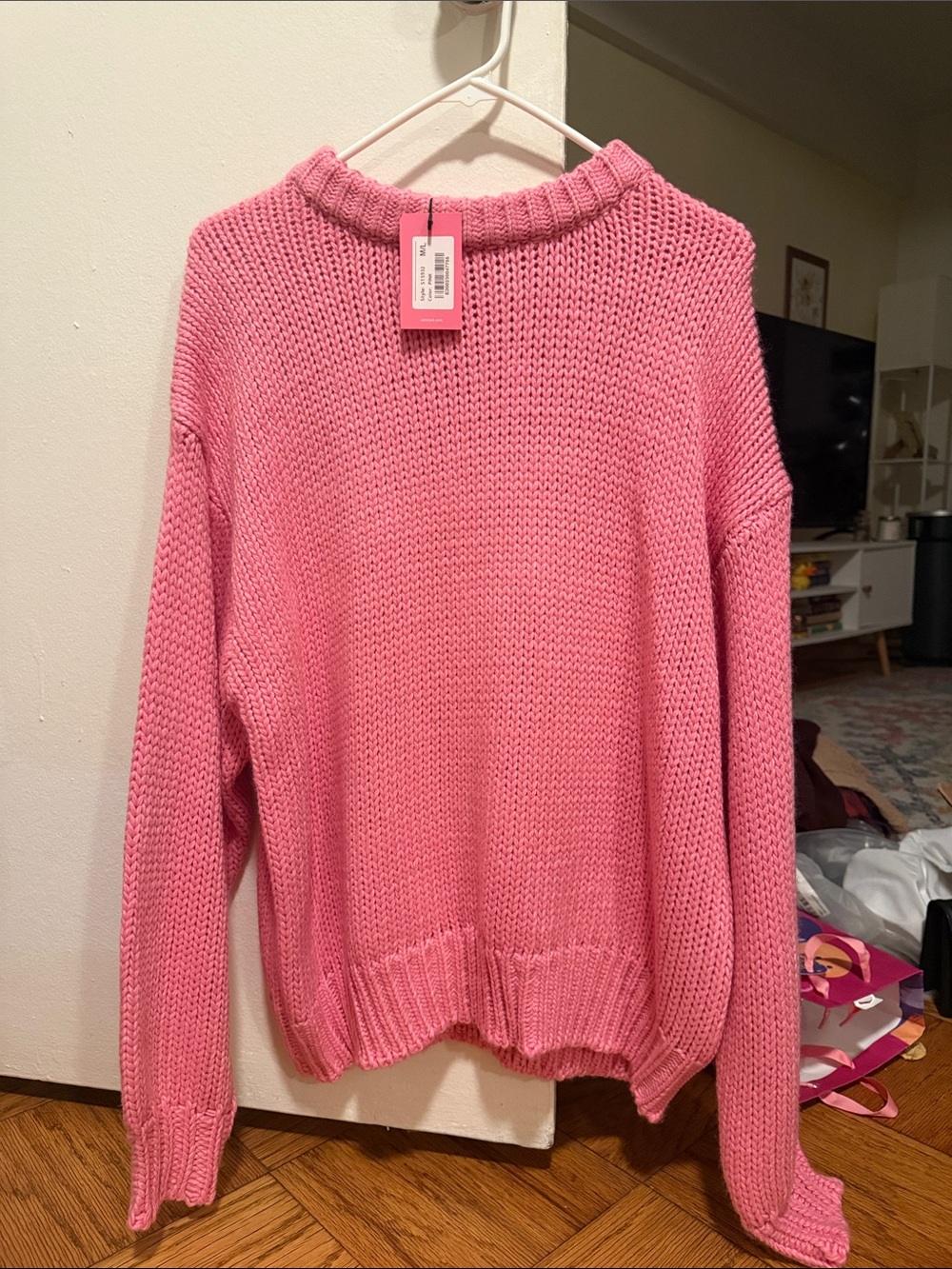 Edikted Pink Chunky Crewneck Sweater